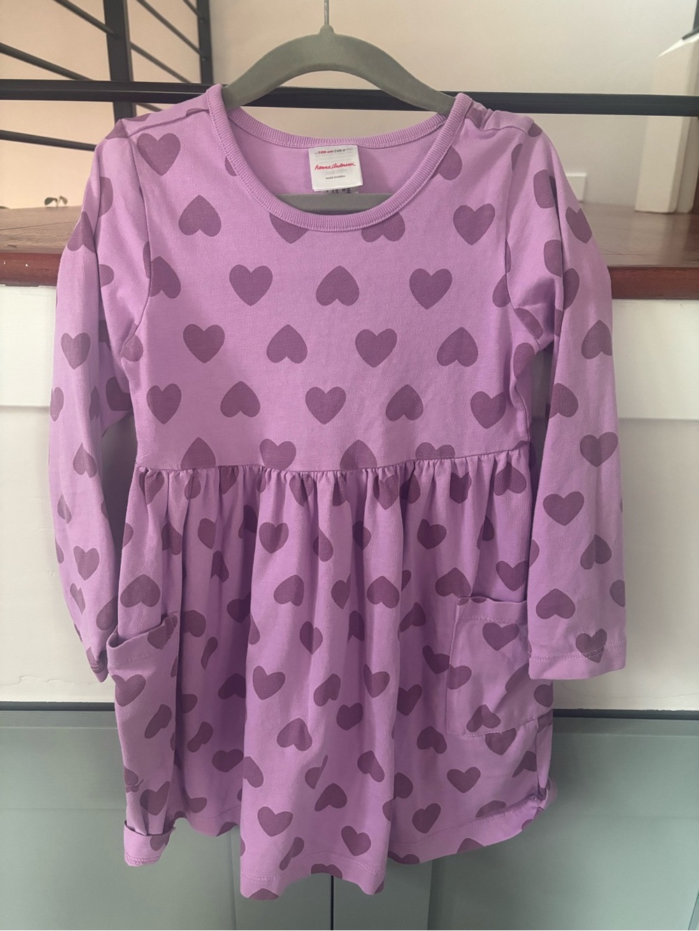 Hanna Andersson Lavender Long Sleeve Heart Print Dress